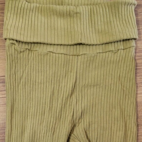 🛑FINAL Kate Quinn Fold Down High Mustard Yellow Ribbed Leggings - Picture 2 of 3